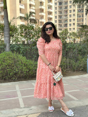 Stylish Pink Dress For Women| Georgette 3 Layer Summer Dress