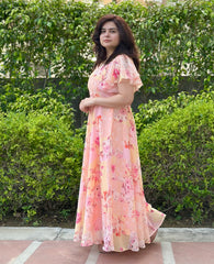 Pastel floral maxi dress