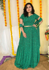 Party wear Peacock Green corset Skirt set