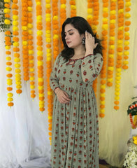 Hand embroidered printed Georgette kurta set