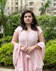 Pastel pink georgette skirt set