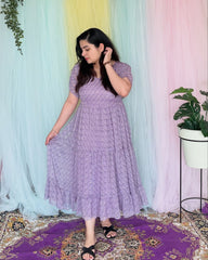 Purple lurex chiffon midi