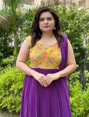 Hand Embroidered Pleated Anarkali