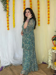 Party wear hand embroidered printed suit palazoo set