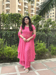 Pink Lurex Anarkali Set
