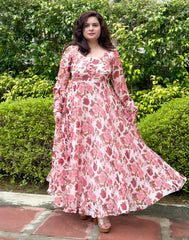 Printed Floral Pastel Anarkali|Heavy Flare- Festive & Wedding wear