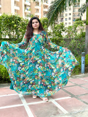 Digital Printed Georgette Heavy-Flare Anarkali