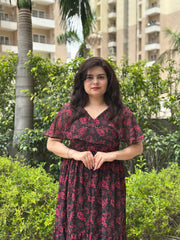Black & Red chiffon 2 tier maxi dress