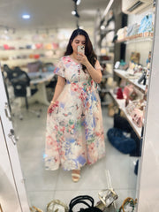 Dreamy Digital Printed Chiffon Maxi Dress