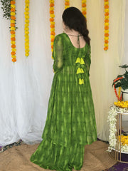 Party-wear Hand Embroidered Green Sharara Suit set