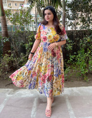 Floral chiffon summer frock for women