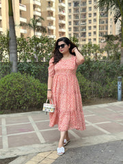 Stylish Pink Dress For Women| Georgette 3 Layer Summer Dress