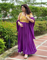 Hand Embroidered Pleated Anarkali