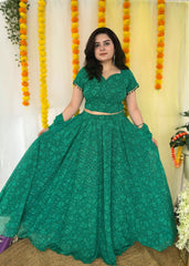 Party wear Peacock Green corset Skirt set
