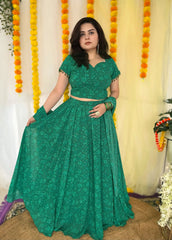 Party wear Peacock Green corset Skirt set