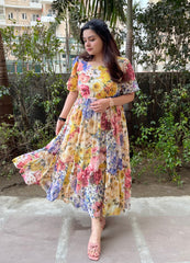 Floral chiffon summer frock for women