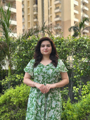 Green Printed Georgette Maxi Dress