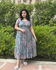 Floral grey midi