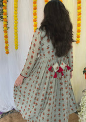 Hand embroidered printed Georgette kurta set
