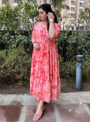 Printed chiffon summer frock for women