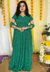 Party wear Peacock Green corset Skirt set