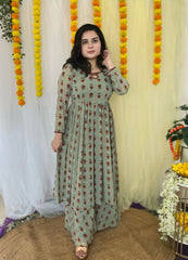 Hand embroidered printed Georgette kurta set