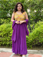 Hand Embroidered Pleated Anarkali