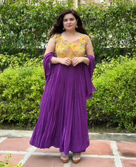 Hand Embroidered Pleated Anarkali