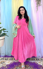 Party wear pink velvet anarkali