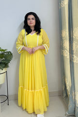 Yellow chiffon maxi dress