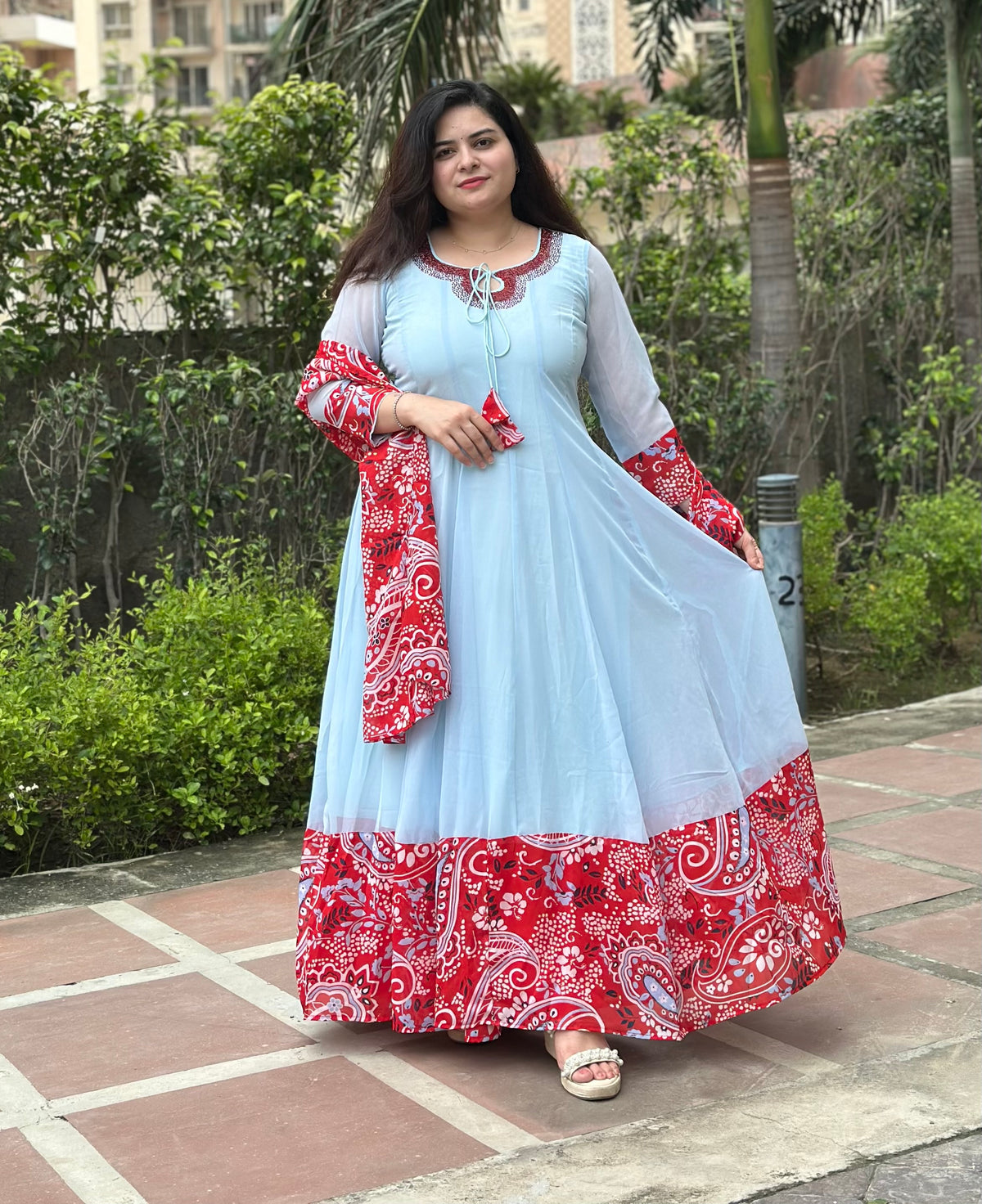 Powder Blue Georgette Anarkali|Kasumi