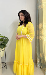 Yellow chiffon maxi dress