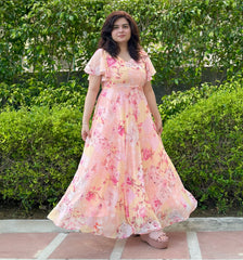 Pastel floral maxi dress