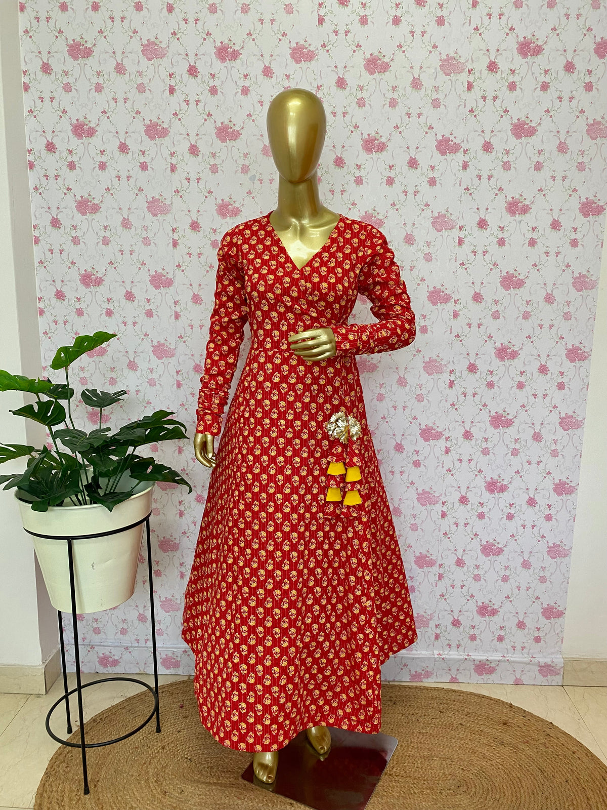 Red cotton anarkali