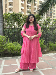 Pink Lurex Anarkali Set