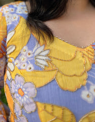 Party wear printed hand embroidered chiffon anarkali