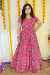 Party wear Hand embroidered Pink Lehnga set
