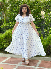 White georgette butterfly maxi dress