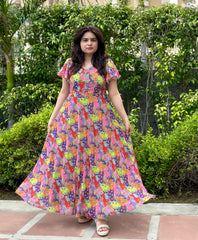 Vibrant Multicolour Georgette Maxi Dress