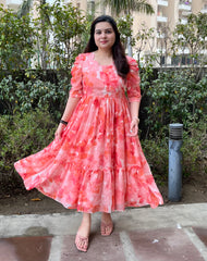 Printed chiffon summer frock for women