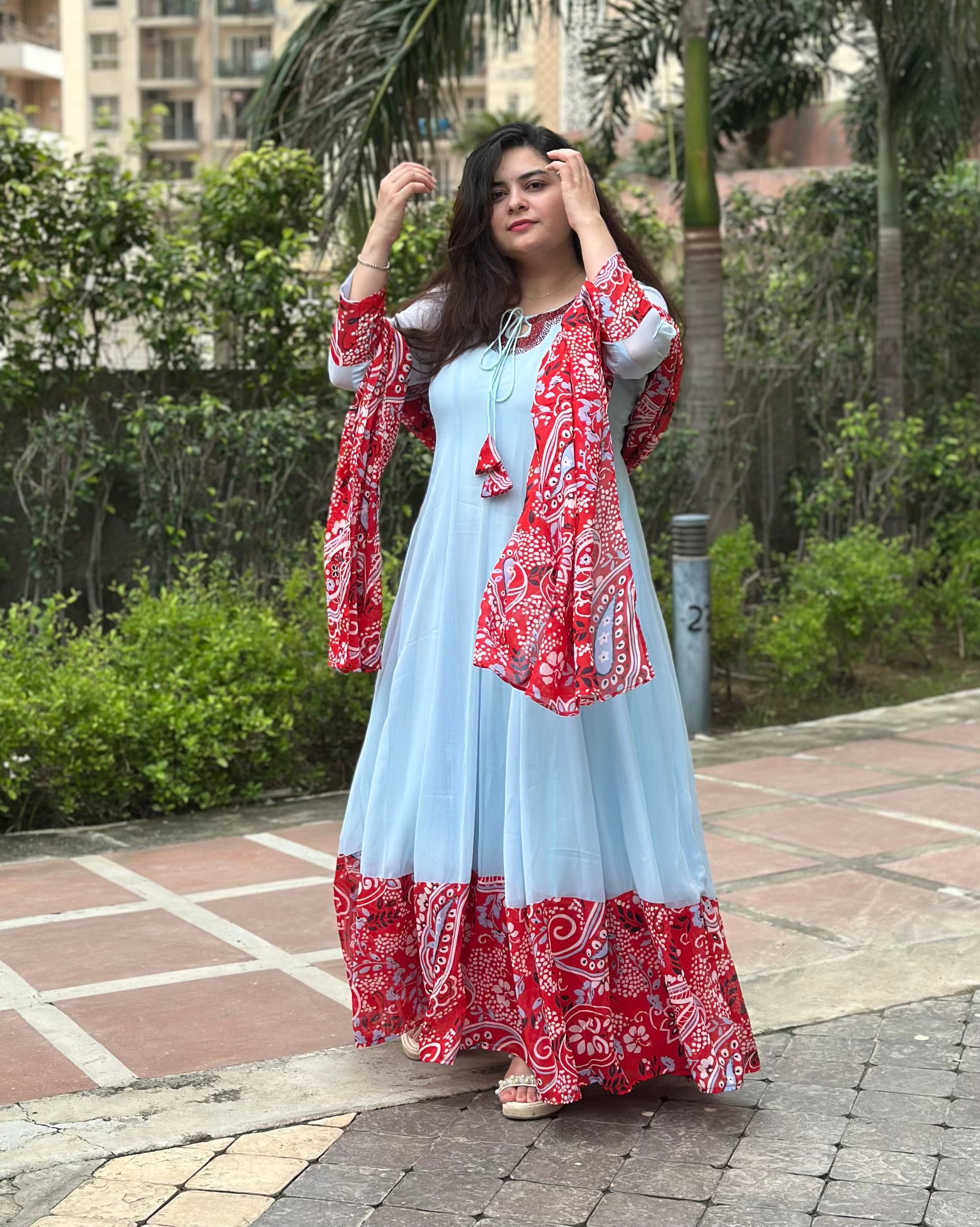 Powder Blue Georgette Anarkali|Kasumi