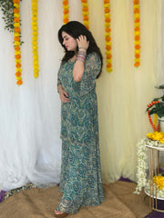 Party wear hand embroidered printed suit palazoo set