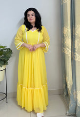 Yellow chiffon maxi dress