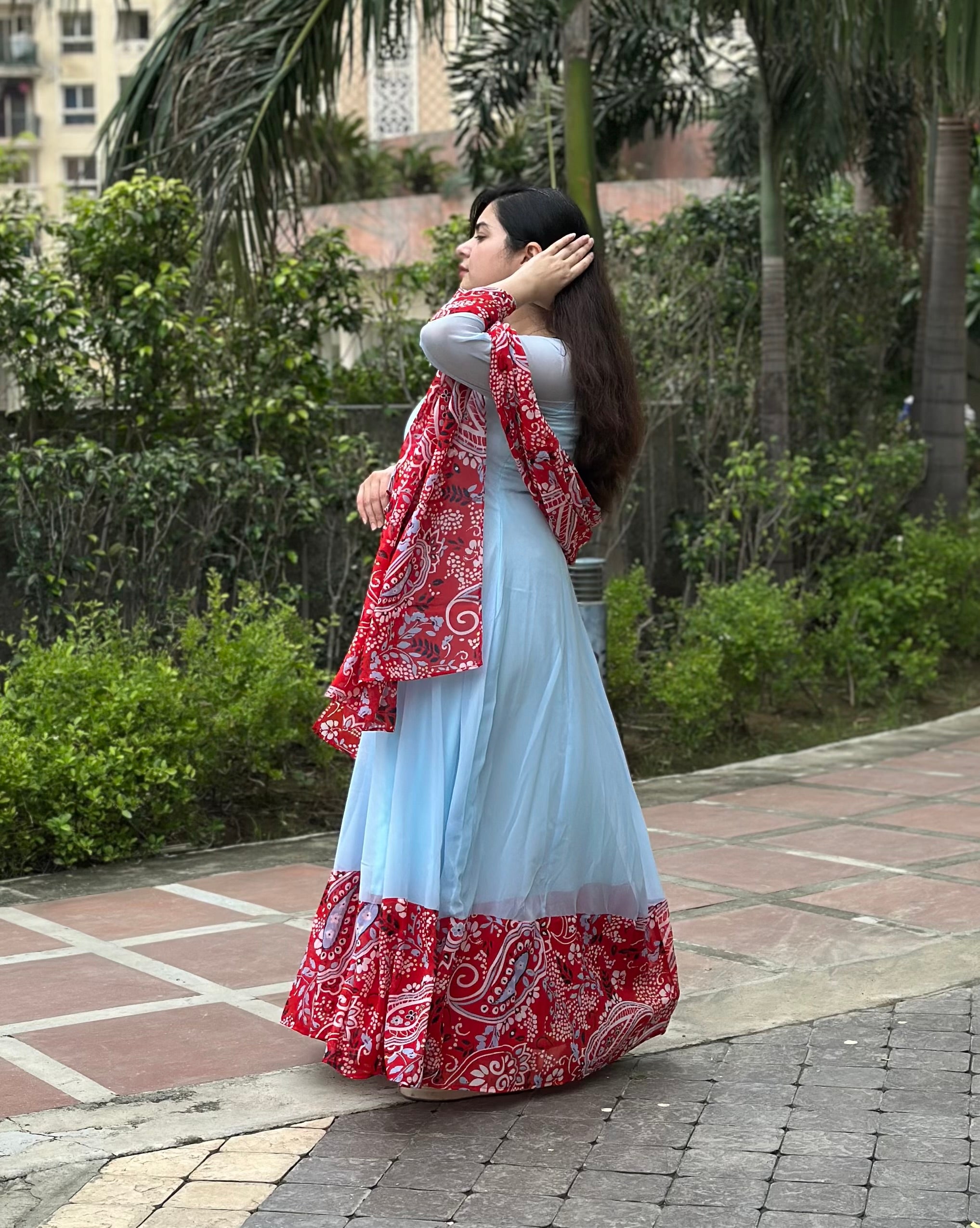 Powder Blue Georgette Anarkali|Kasumi