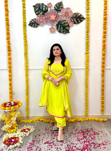 Parrot green festive suit set