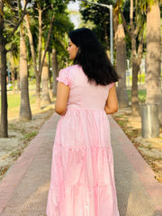 Hand embroidered baby pink midi