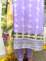 Lilac hand embroidered suit set - kasumi.in