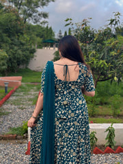 Embroidered teal green anarkali