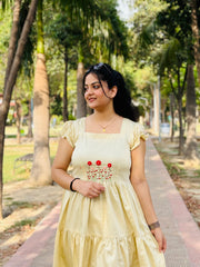 Hand embroidered Beige midi