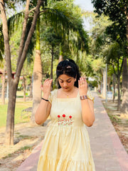 Hand embroidered Beige midi